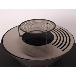 Barbecue avec plaque ronde, grill et support