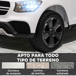 Coche Eléctrico para Niños Mercedes-Benz GLC, Coupé Coche de Batería 12V con Mando a Distancia 2,4 G Motor Doble Arranque Progresivo 3â€“5 km/h Uso 80 Min MP3 Bocina y Faros LED 3-6 Años Blanco