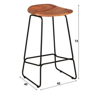 Tabouret de bar bois massif d'acacia MELBOURNE