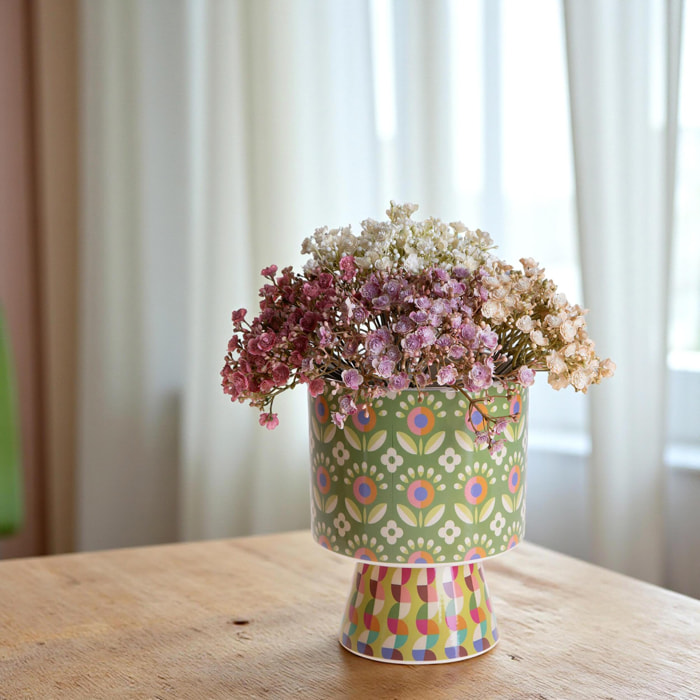 Vaso con base maiolica - 17xH21,5x17cm - Pezzi 2 - Bianchi Dino SpA