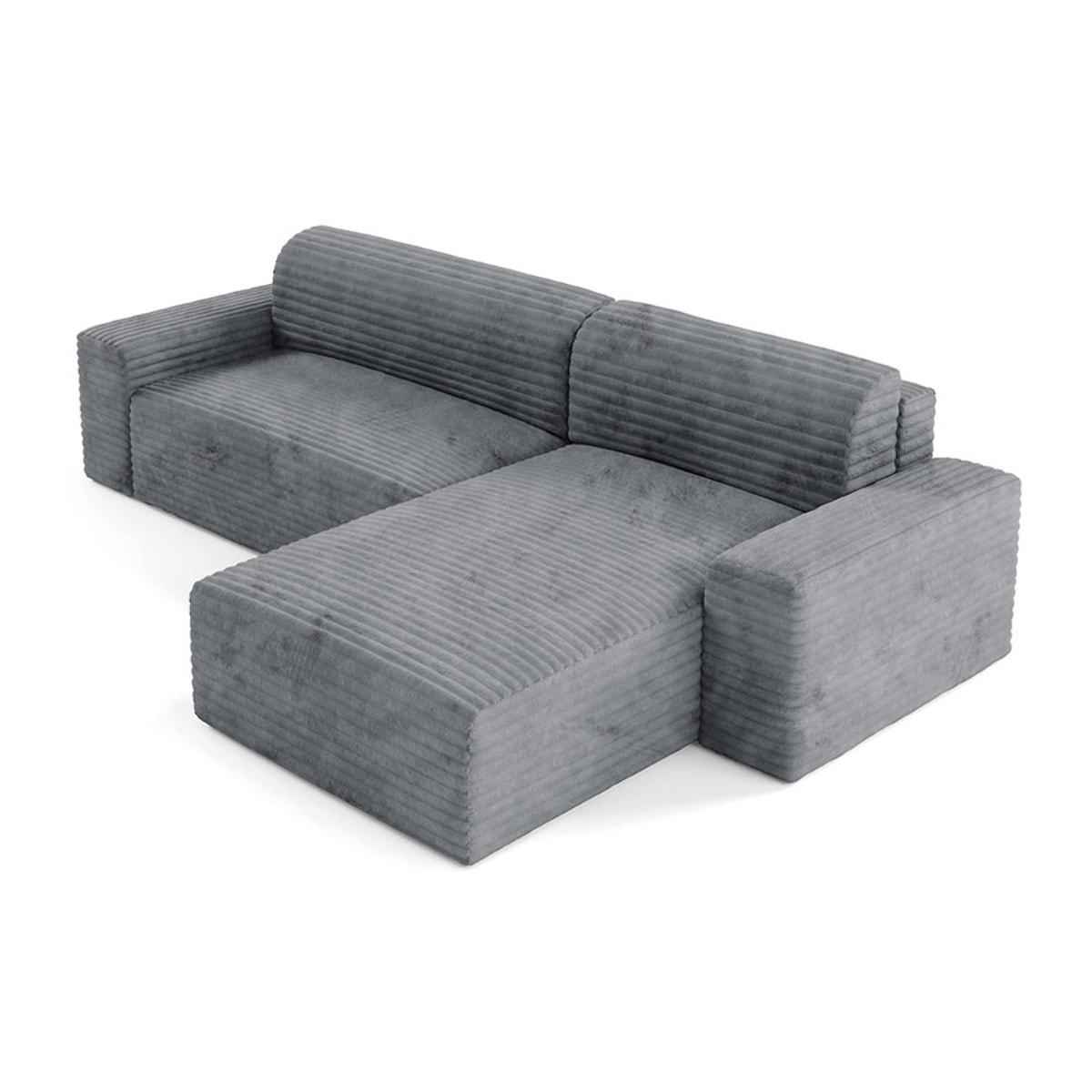 EDEN - Canapé d'angle convertible et réversible 4 places en côtelé gris