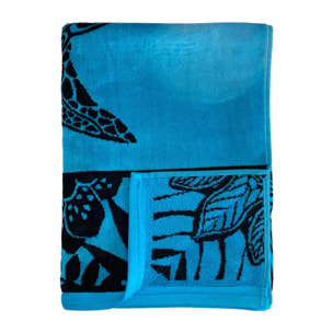Serviette de plage éponge velours Jacquard - Lagao - 90x170cm - 400g/m²