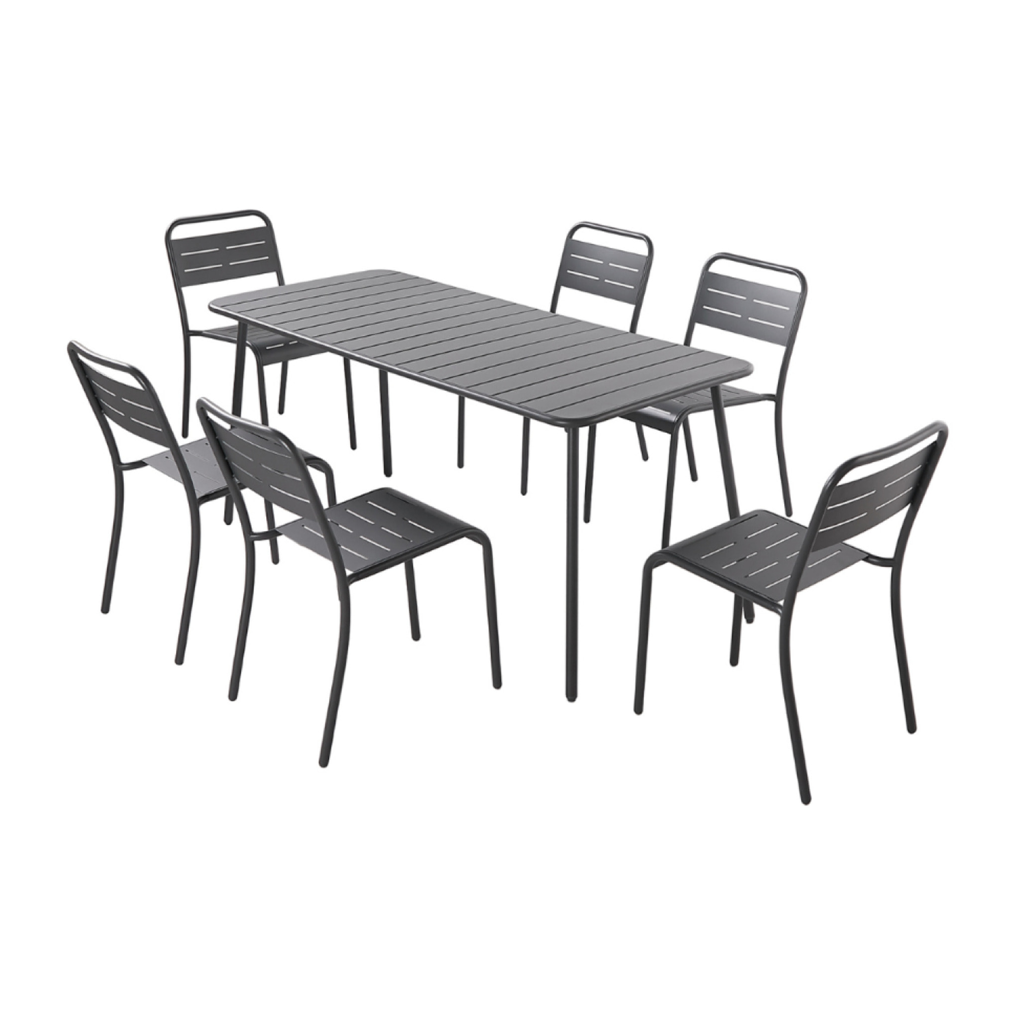 Ensemble table et chaises 6 personnes gris foncé  - EVORA