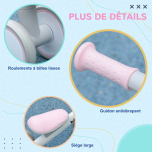Draisienne enfant 4 roues évolutive - porteur - selle réglable, guidon ergonomique - cadre alu roues EVA rose