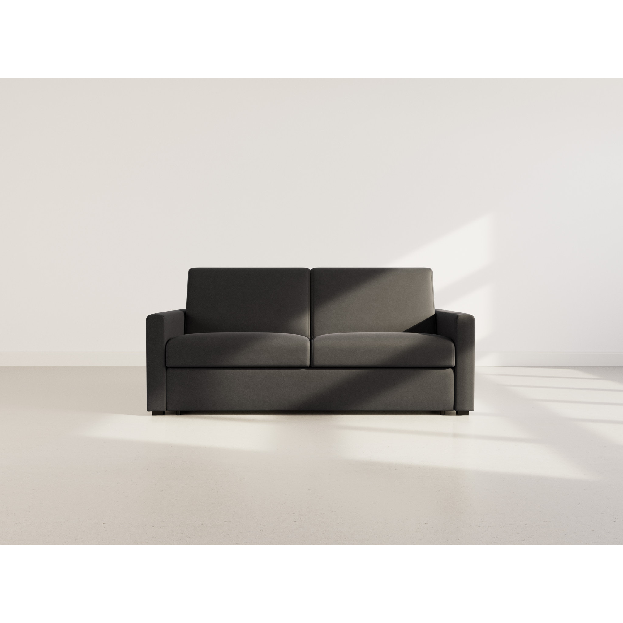 Julia - canapé lit 3 places convertible express couchage quotidien 140 cm matelas 18 cm en tissu - Noir