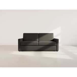 Julia - canapé lit 3 places convertible express couchage quotidien 140 cm matelas 18 cm en tissu - Noir