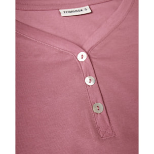 Pijama largo de algodón con escote pico selvana rosa