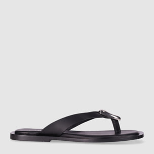 Sandalias de Piel Sintética - Negro - Tacón: 1 cm
