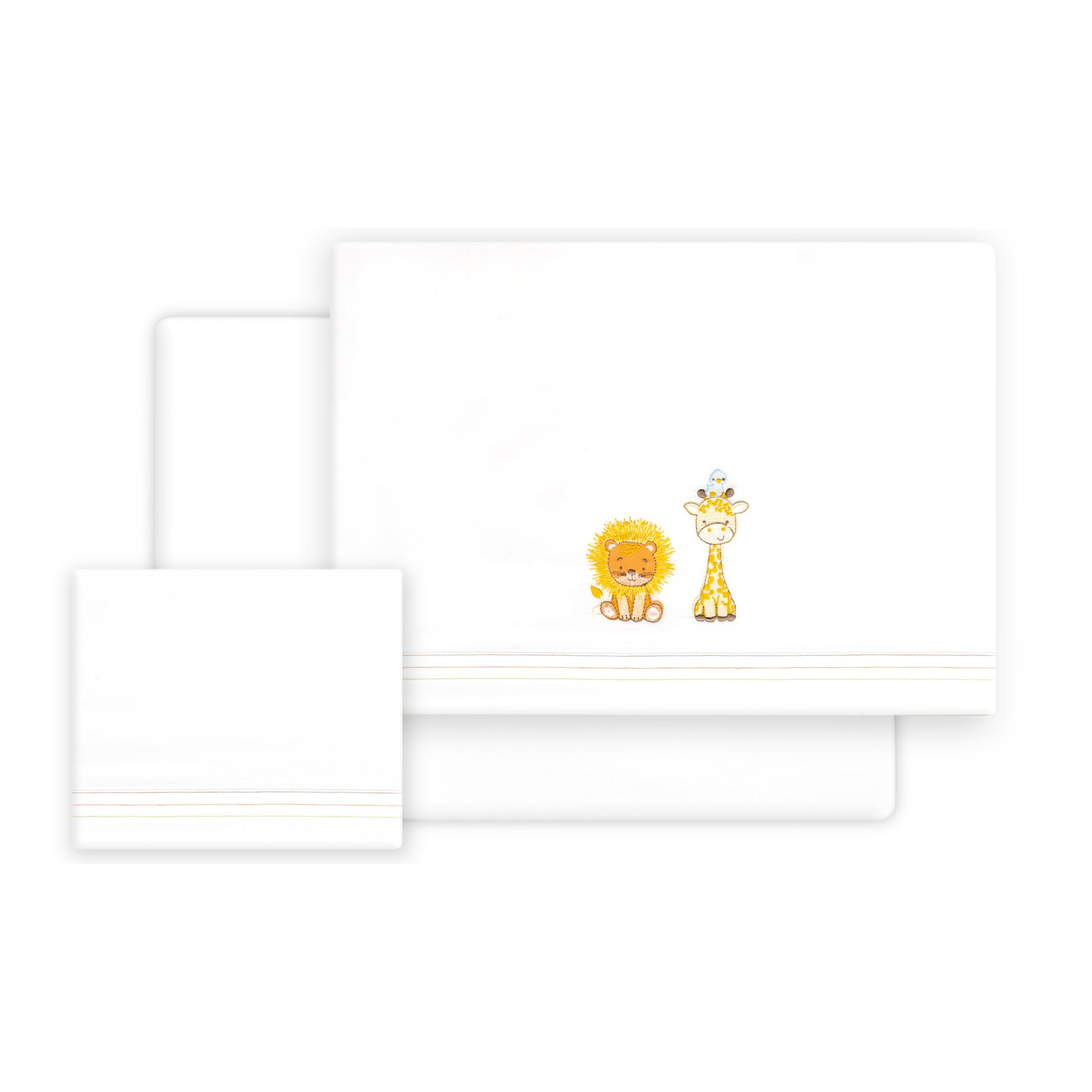 Triptico Cuna Leon Jirafa Pajarito + Broche Blanco