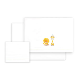 Triptico Cuna Leon Jirafa Pajarito + Broche Blanco