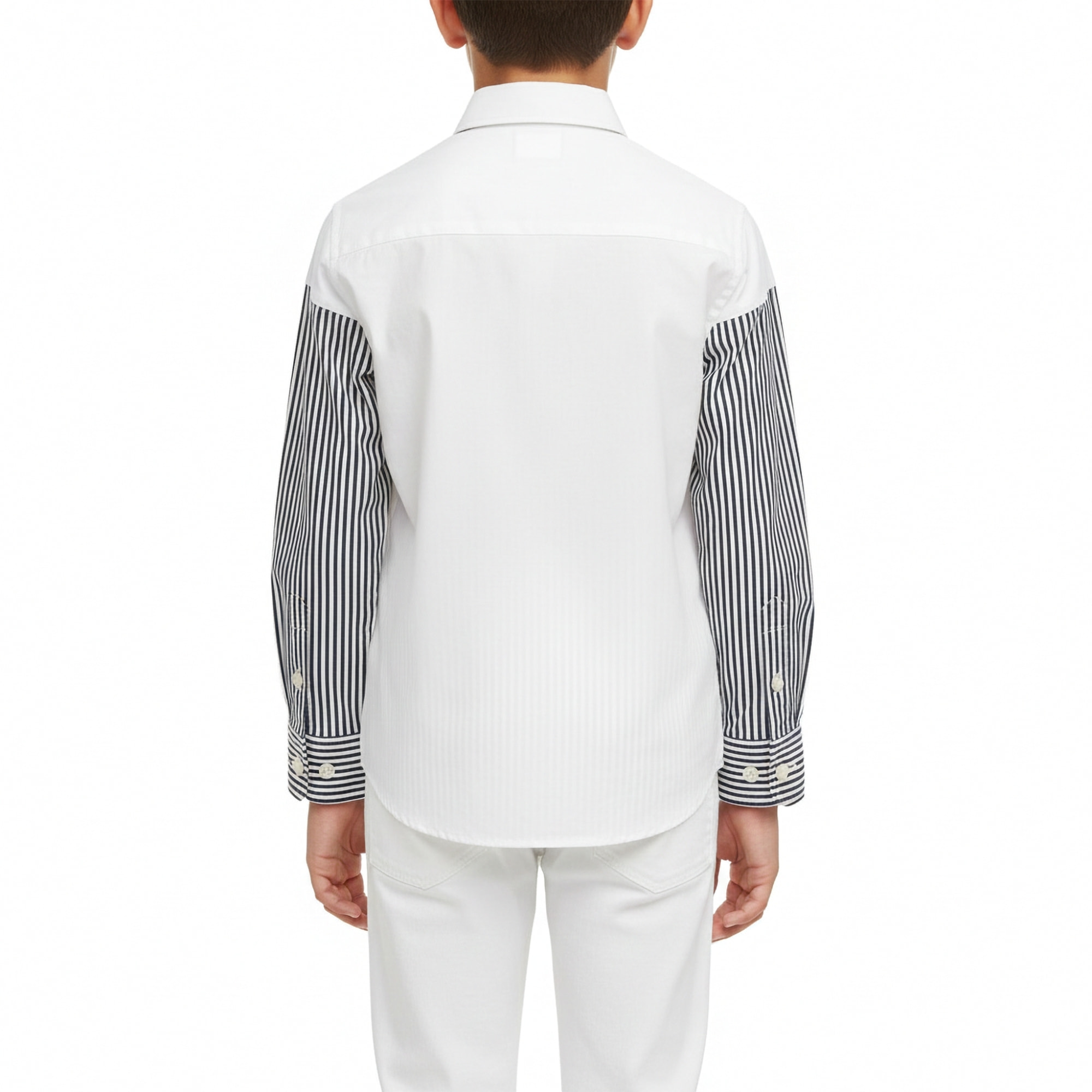 Camicia a righe con logo ricamato sul petto