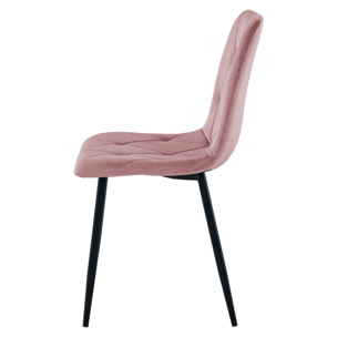 Sedia Libra in velluto rosa con gambe in metallo nero