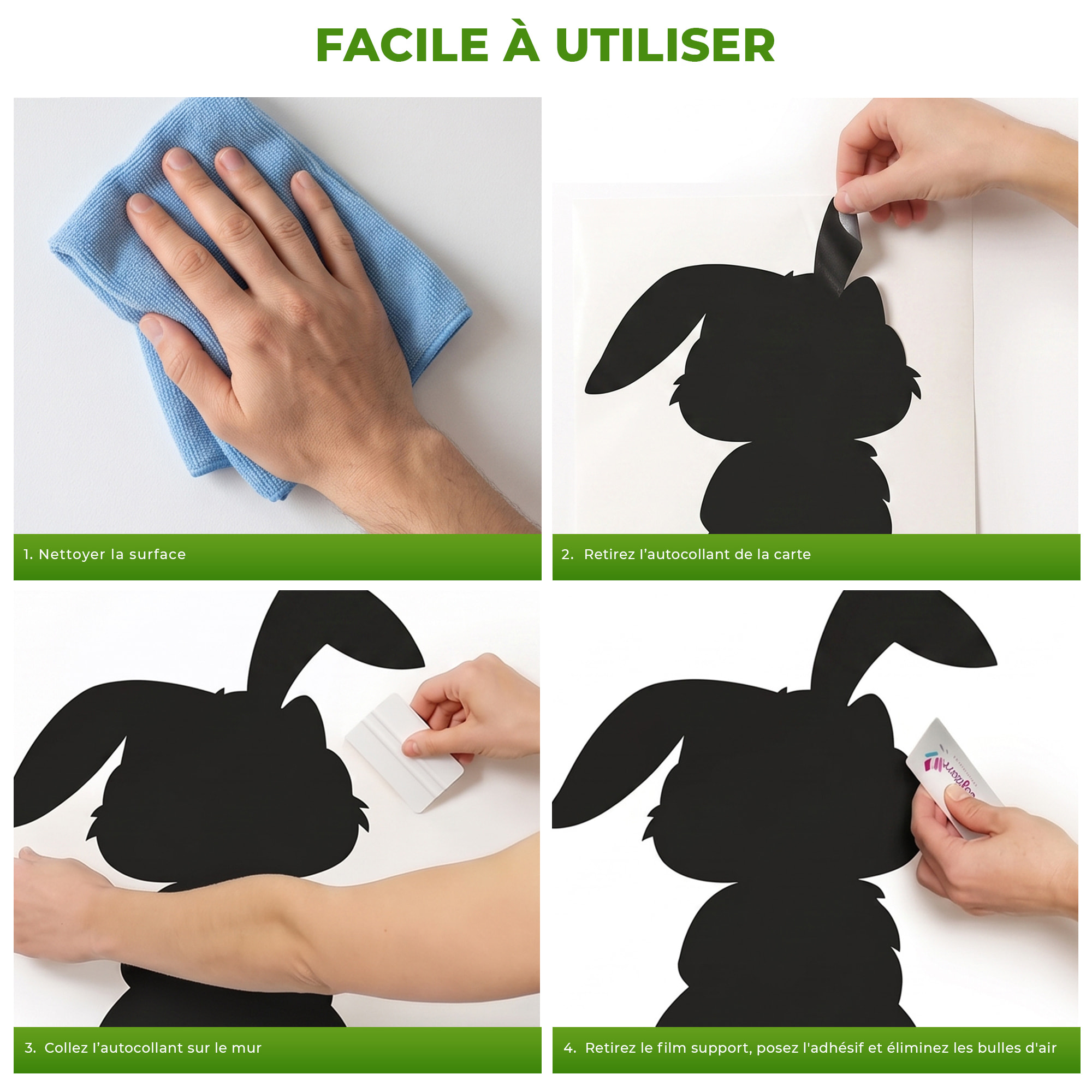 Sticker ardoise tableau noir - stickers muraux adhésif effaçable - LAPIN