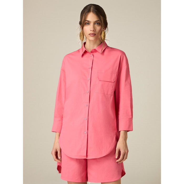 Oltre - Camisa amplia de popelina - Rosa