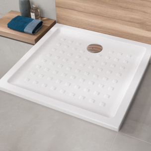 Pack receveur 90 x 90 Villeroy & boch O Novo ceramique carré blanc avec bonde D90