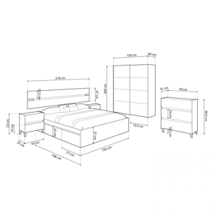 Dormitorio Ezra 3C Max Blanco Artik (Blanco Mate) - Roble Nodi