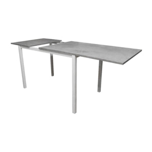 Tavolo per sala da pranzo estensibile, Tavolo da cucina con allunga, Made in Italy, cm 110x70h76, colore Cemento e Bianco