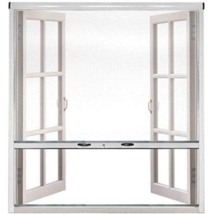 Zanzariera Universale A Rullo Avvolgibile Profilo Riducibile Regolabile Per Finestra Balconi Con Frizione Telaio Alluminio Bianco 60 X 150 Cm