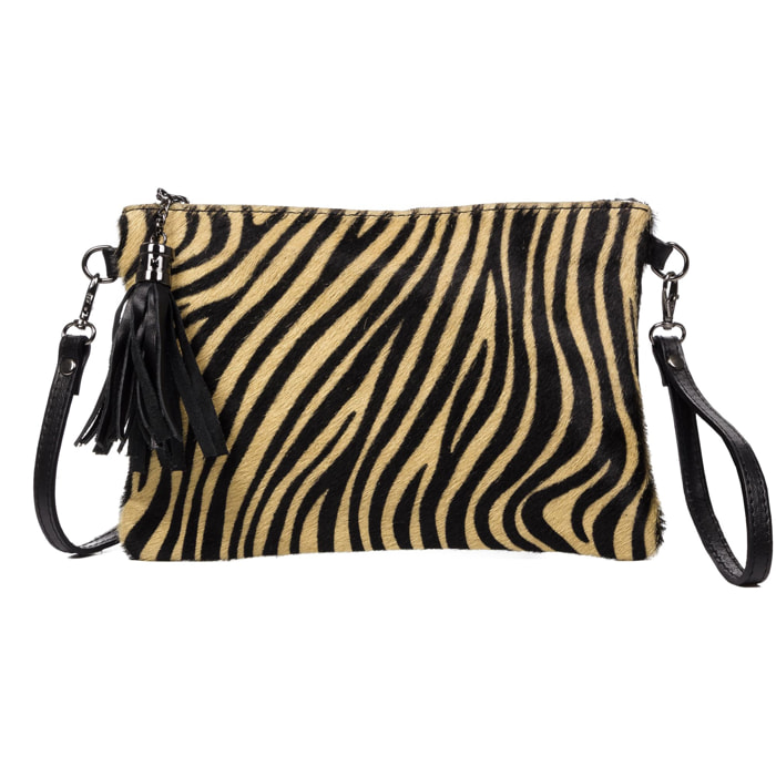 Ermine Borsa a tracolla da donna in vera pelle Sauvage Cavallino Tigre