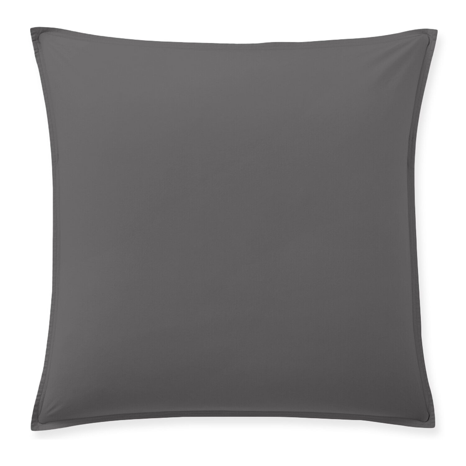 Paire de taies d'oreiller percale de coton lavé gris anthracite