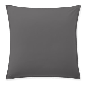 Paire de taies d'oreiller percale de coton lavé gris anthracite