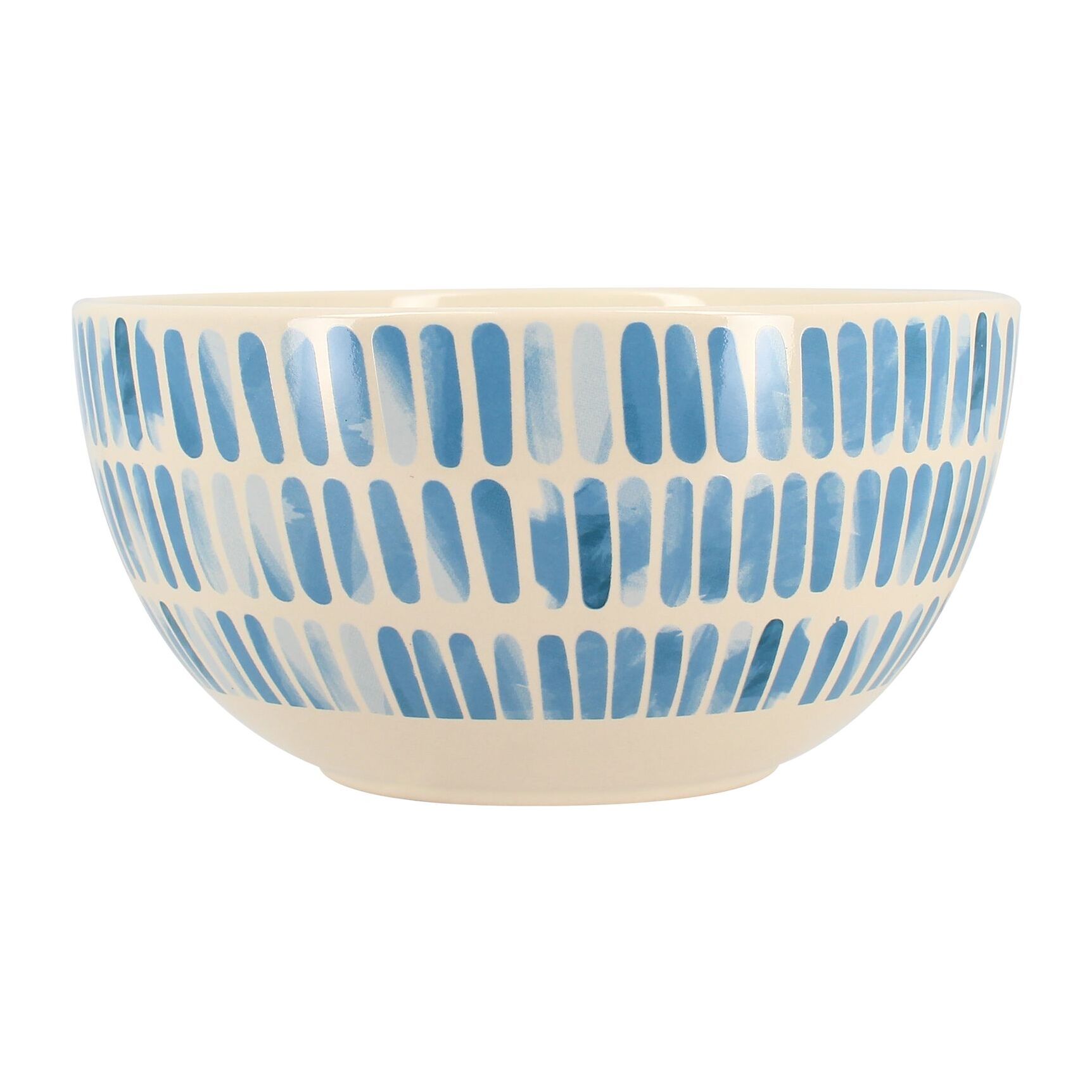 Lot de 6 bols 58cl en grès blanc et rayures bleues CORFU