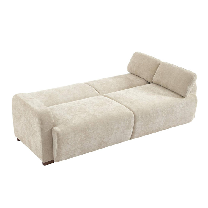 Canapé convertible 3 places tissu beige L 211 x P 92 x 85cm  - Dany