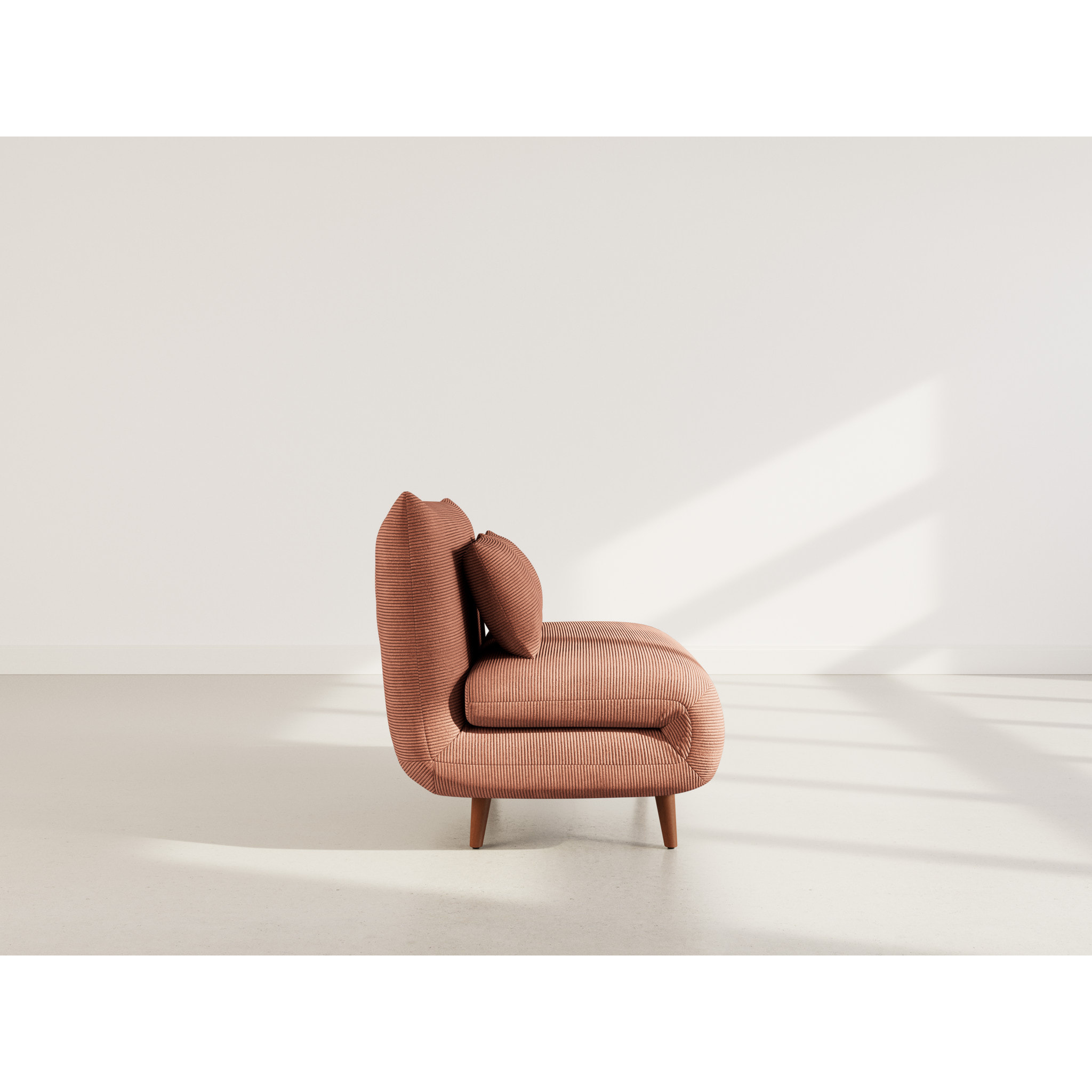Lumi - Banquette convertible clic-clac 1 place en velours côtelé - Terracotta