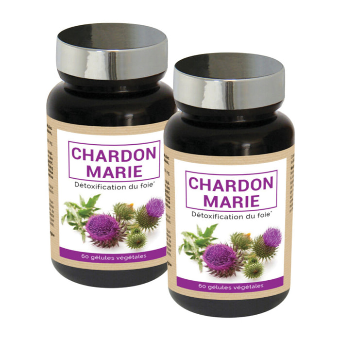 NUTRI EXPERT - Chardon Marie - Detox du Foie- Soutient le bon fonctionnement hépatique et du foie - Favorise le drainage - 100% extraits Chardon Marie naturel - Convient aux végans - Lot de 2 produits