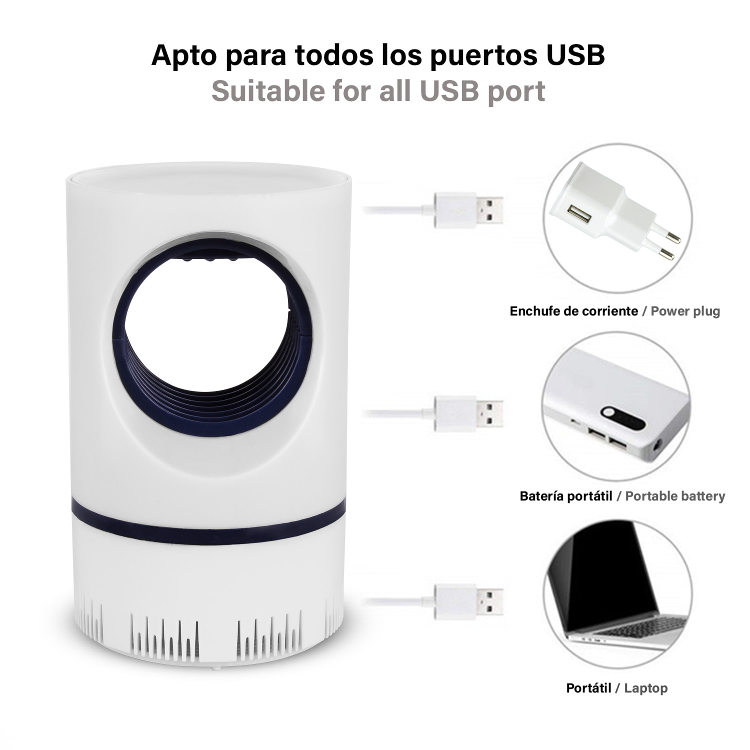 Trappola per zanzare elettrica DGS-111, con luce led. Include aspiratore silenzioso e serbatoio.