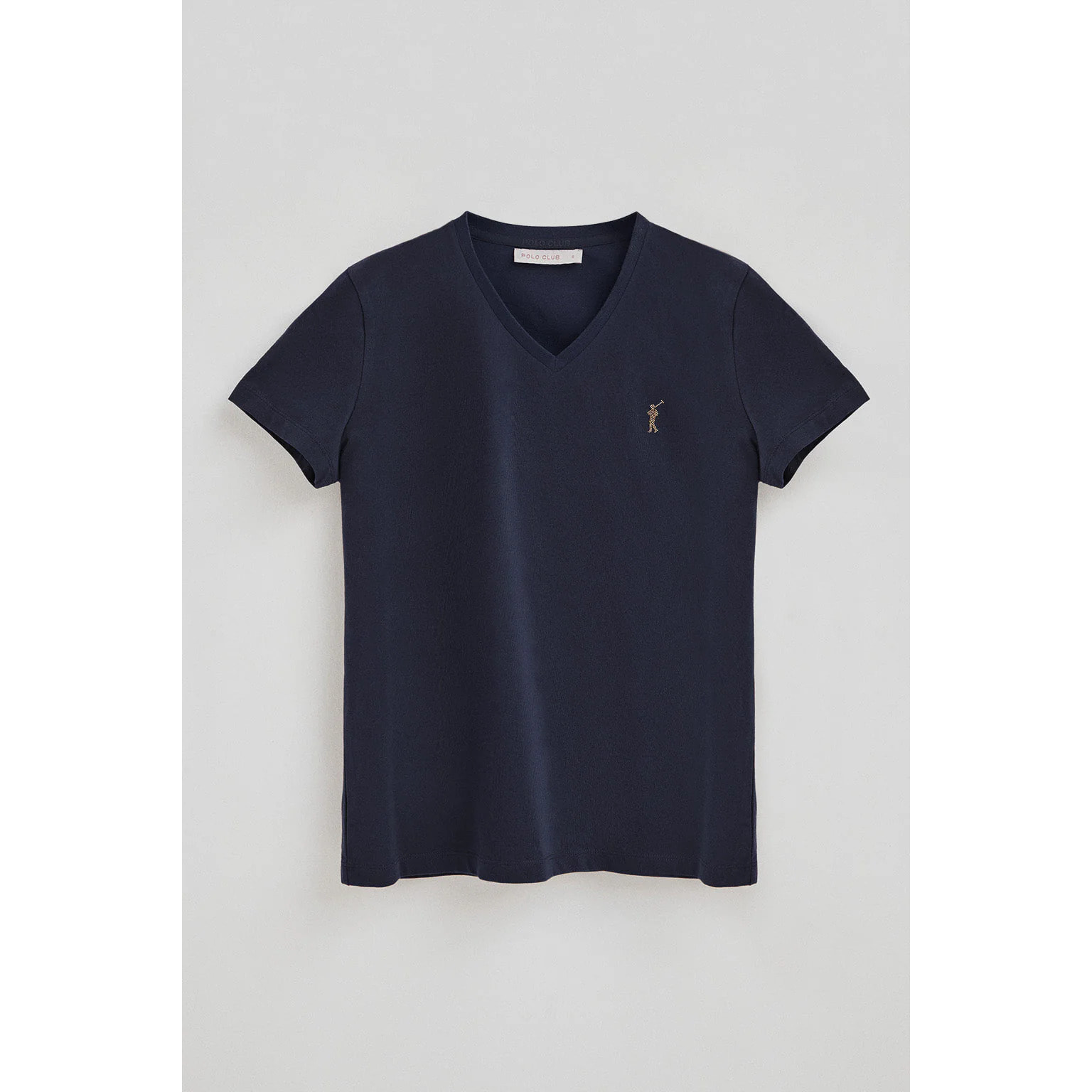 Maglietta blu marino con scollo a V e logo Rigby Go Gold