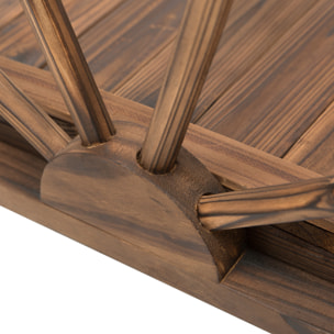 Puente de Jardín Puente de Madera con Barandillas en Forma de Rueda Puente para Estanque Carga 150 kg Puente Decorativo para Patio 100x50x37 cm Madera Carbonizada