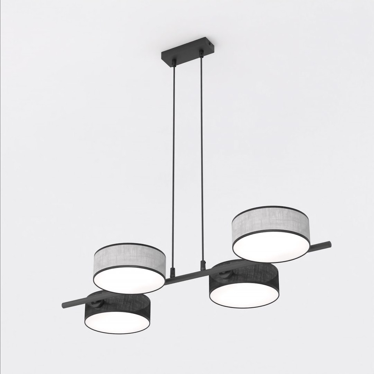 Lampada a sospensione DRUMZ in acciaio nero e tessuto