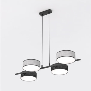 Lampada a sospensione DRUMZ in acciaio nero e tessuto