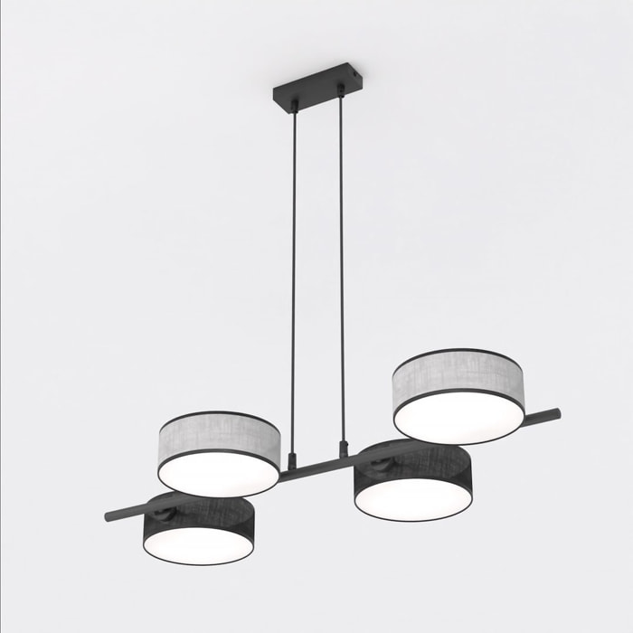 Lampada a sospensione DRUMZ in acciaio nero e tessuto