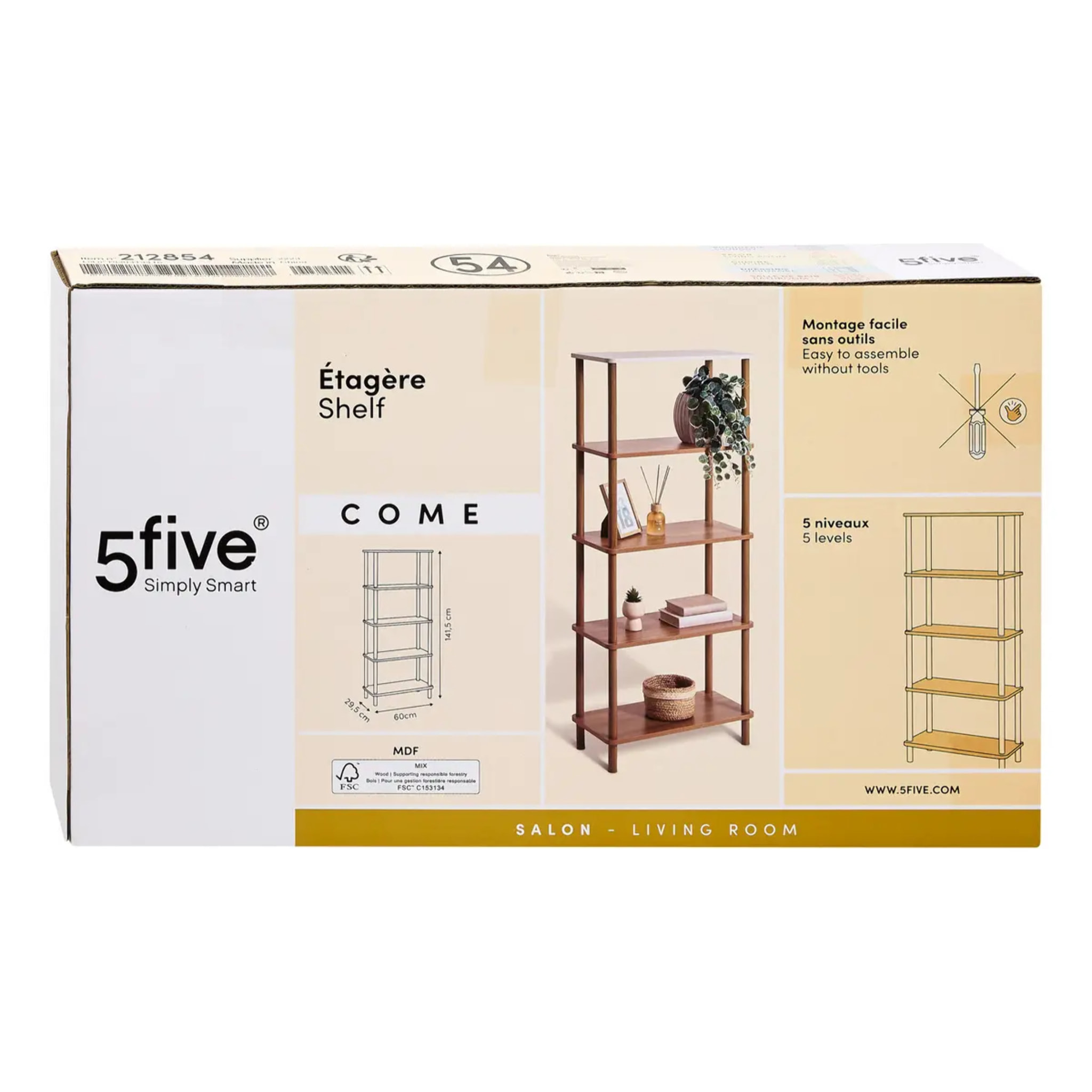 Etagère 5 niveaux Come bois et effet marbre