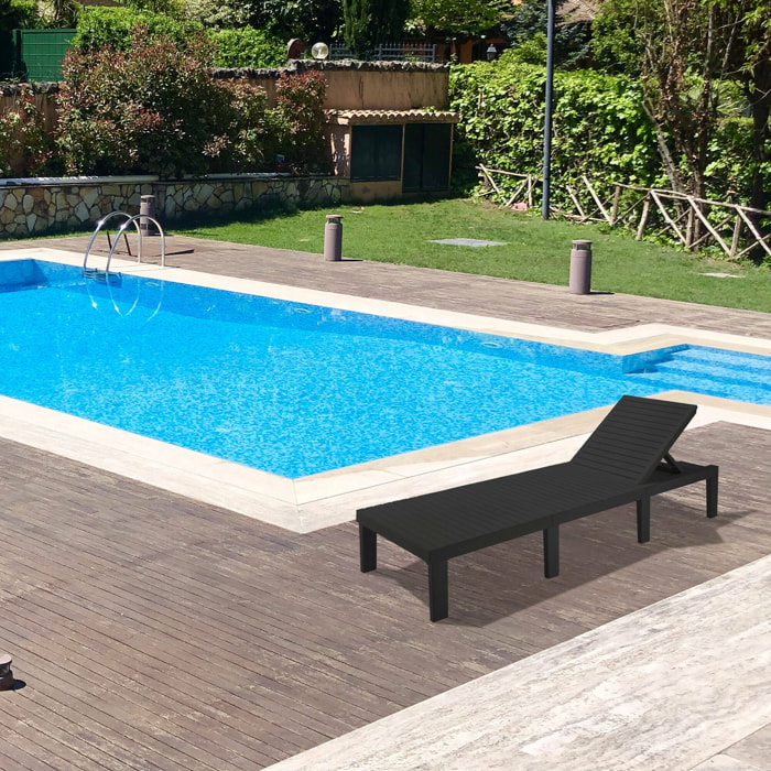 Lettino prendisole Caserta, Sdraio da giardino regolabile, Lettino da esterno, 100 % Made in Italy, Cm 195x65h78, Antracite