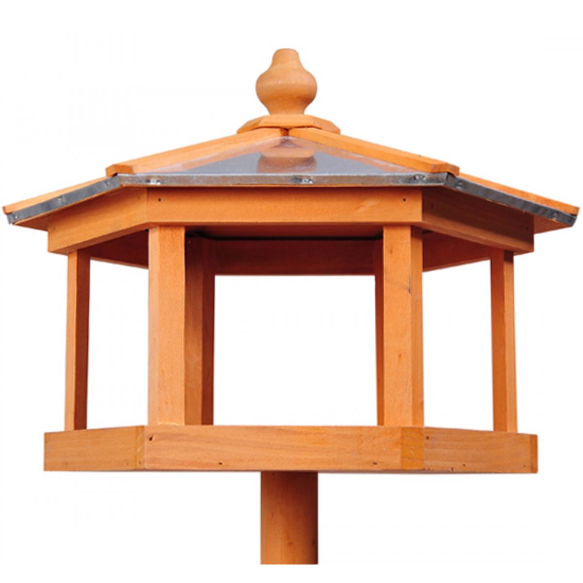 Mangeoire sur pied nichoir a plateau station a oiseau bois pour exterieur  113 cm