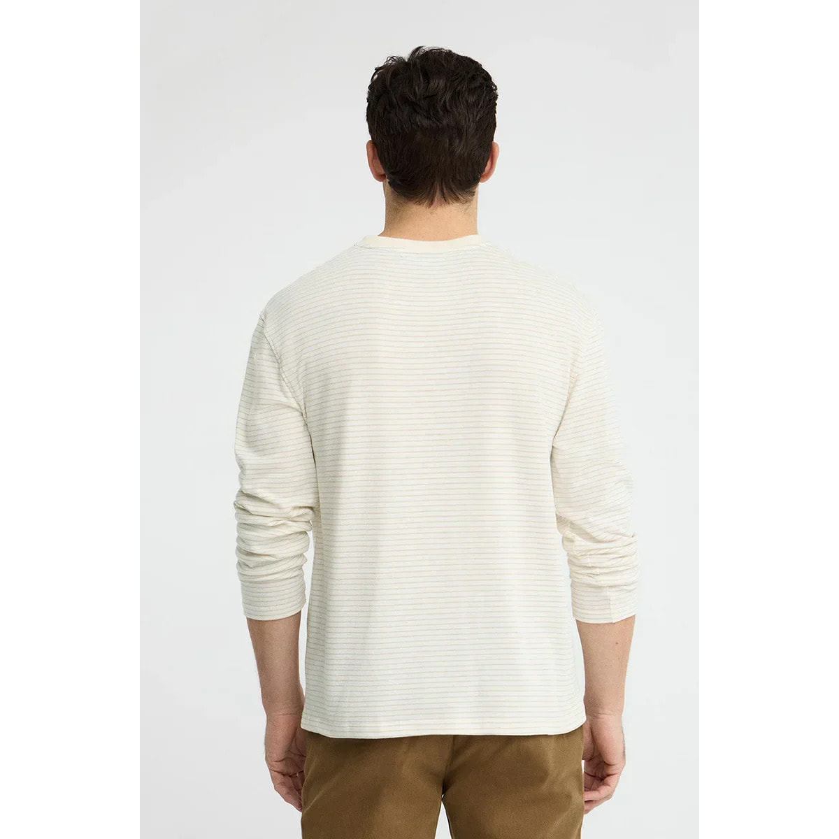 Camiseta de rayas color crudo y beige de manga larga con bordado Rigby Go