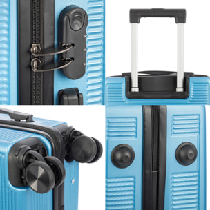 DAM Maleta de cabina Trolley en material ligero de ABS de alta resistencia. Cerradura numérica y 4 ruedas dobles extraíbles y giratorias 360°. 36x21x55 Cm. Color: Azul Vaquero