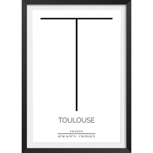 Poster t toulouse Affiche + cadre en bois - Noir