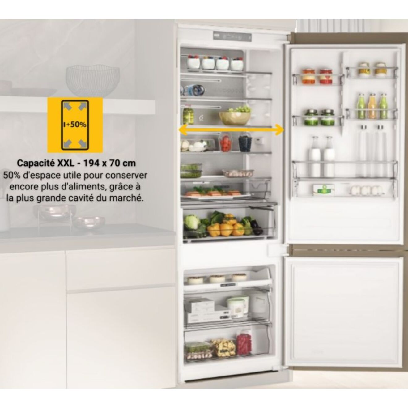 Réfrigérateur combiné encastrable WHIRLPOOL WHSP70T121 Supreme Silence 70cm