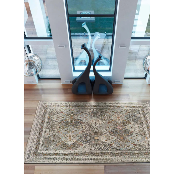 KERMAN Alfombra vintage de pelo corto gris, varias medidas disponibles.