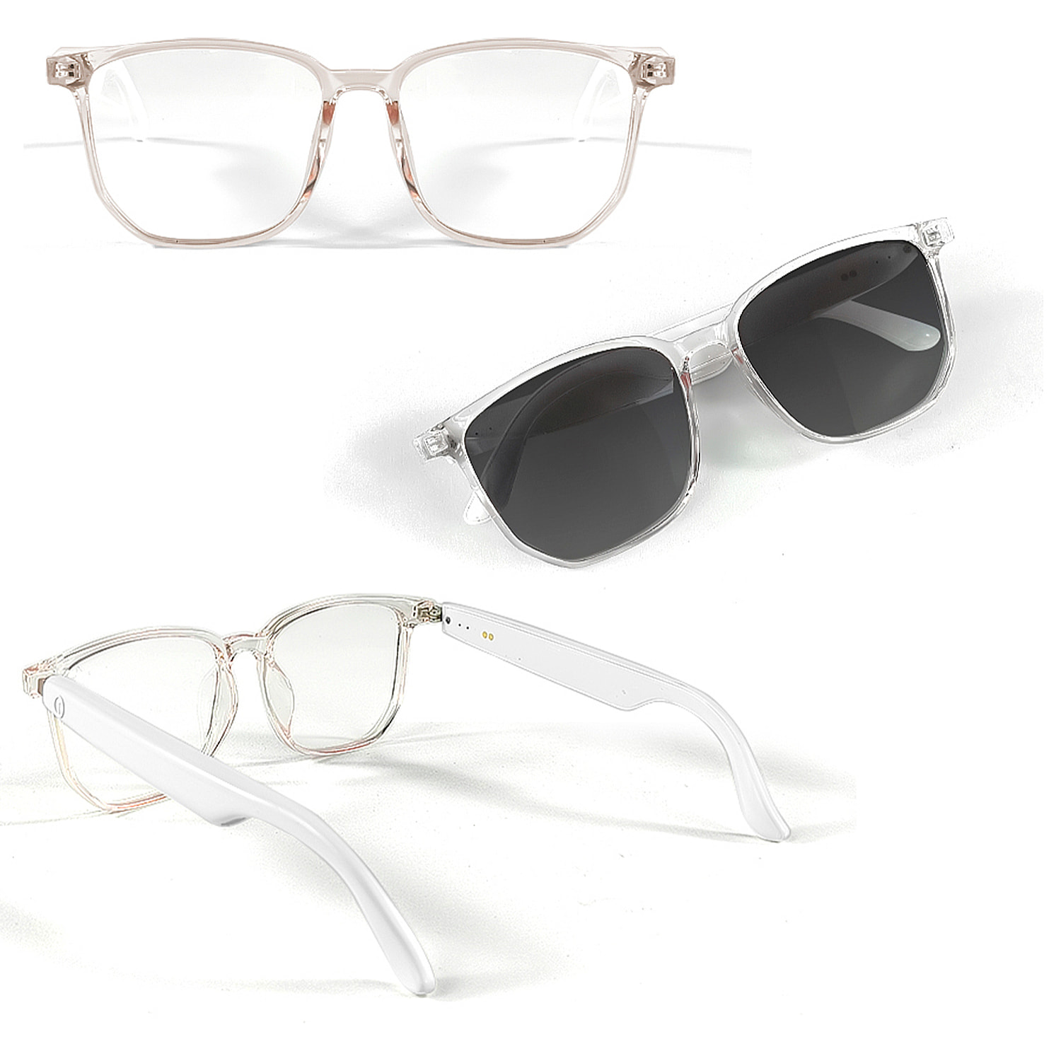 Occhiali intelligenti GS03, chiamata bluetooth, assistente vocale, controllo remoto della fotocamera.