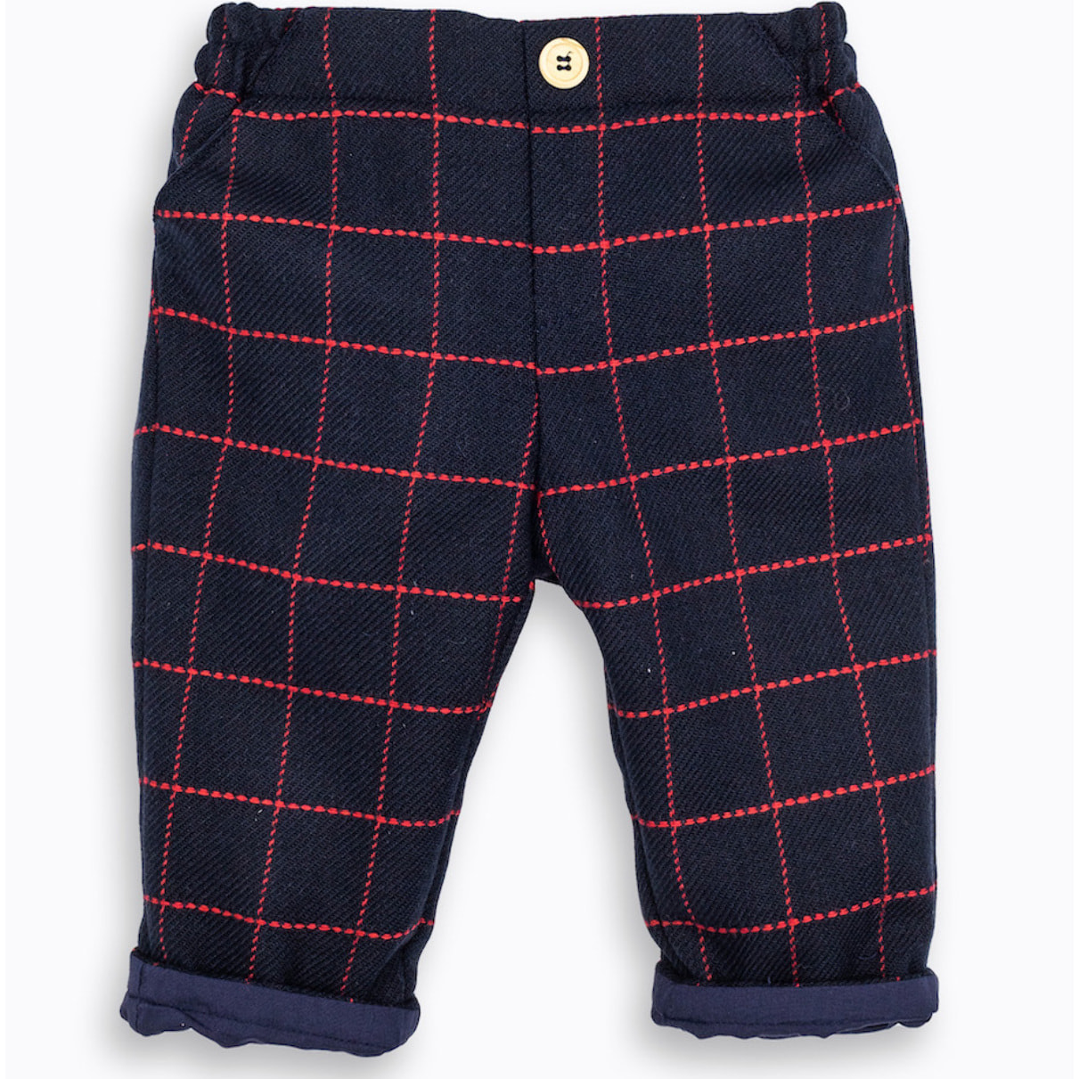 Pantalón cuadros ventana azul y rojo