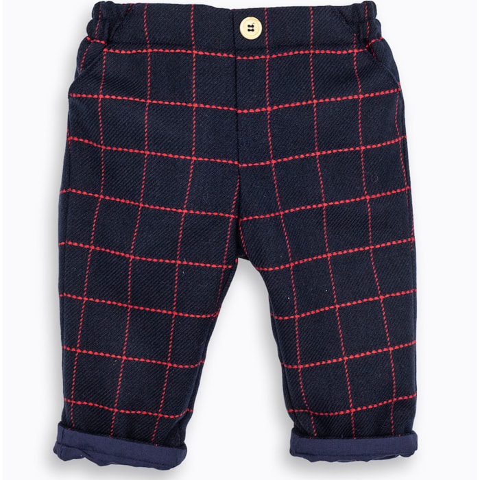Pantalón cuadros ventana azul y rojo