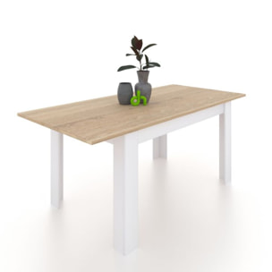 Mesa de comedor extensible Danna 123 Blanco Artik (Blanco Mate) - Roble Canadian