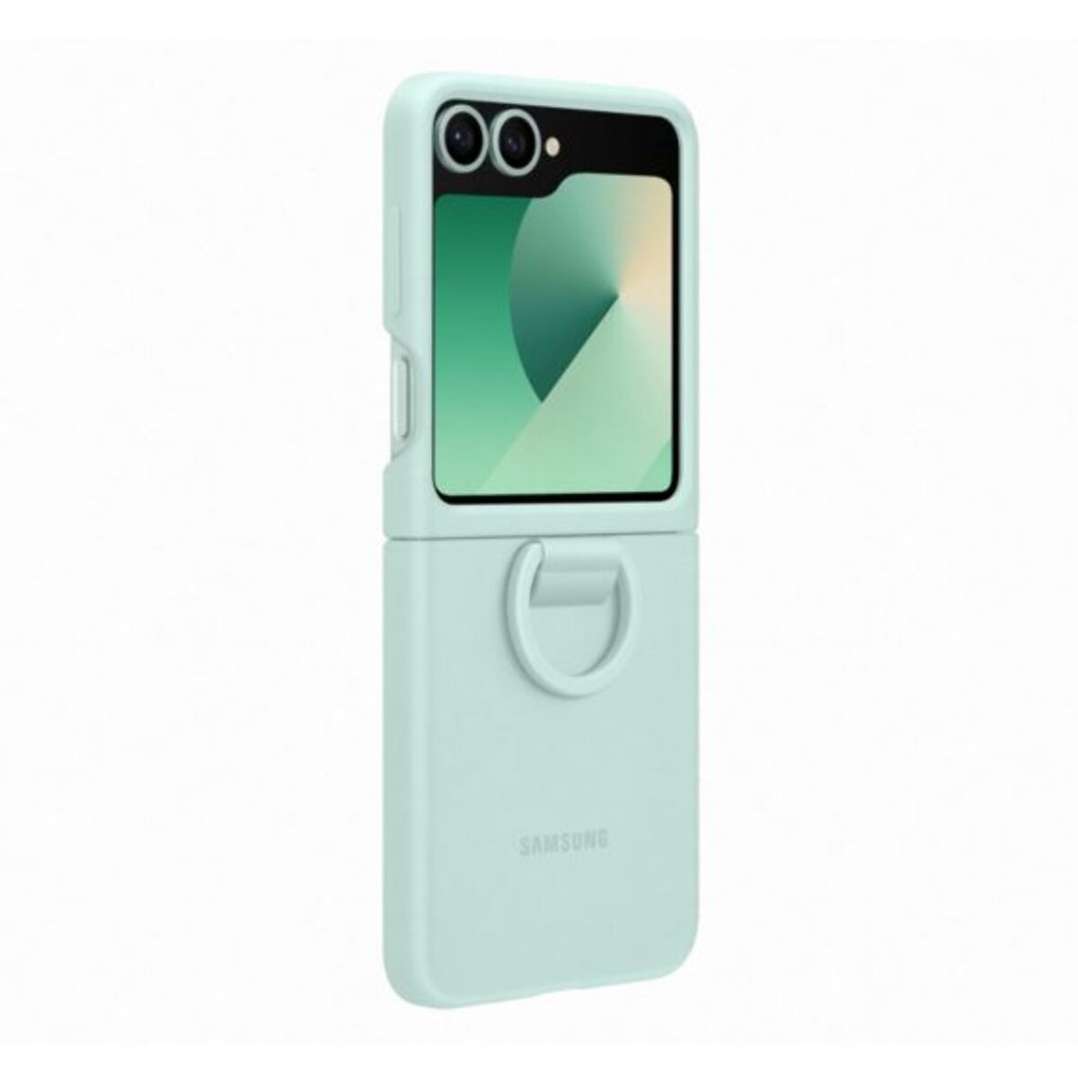 Coque SAMSUNG Z Flip6 silicone Vert d'eau avec anneau