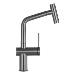 Timeless mitigeur d'évier à levier en acier inoxydable avec douchette extractible, monotrou, gun metal brossé (TMLKF185BGM)