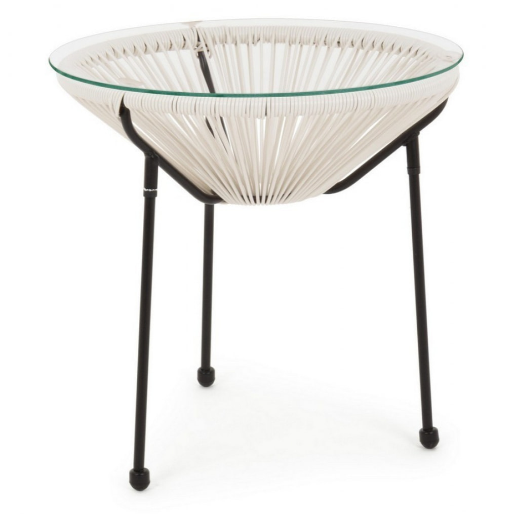 Tavolino PARKER corda bianca Ã˜50x50 cm